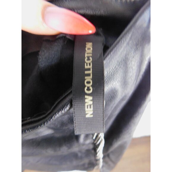 New Collection Skirt Womens Large Black Faux Leather Chain Fringe Made in Italy - Picture 8 of 9